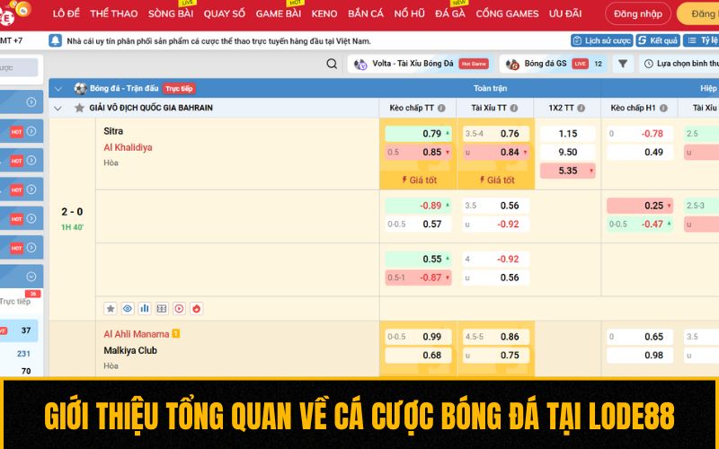 Giới thiệu tổng quan về cá cược bóng đá tại Lode88