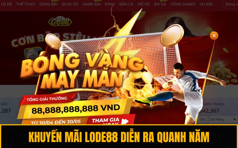 Khuyến mãi Lode88 diễn ra quanh năm